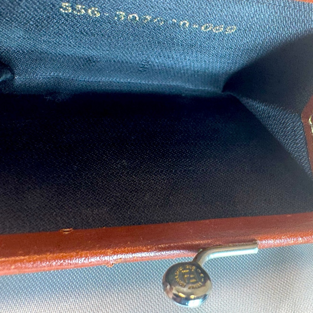 Fendi Wallet Pequin Stripe Trifold Cuoio Brown Leather Kiss Lock Rare Vintage - Picture 7 of 9